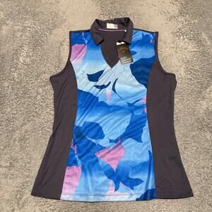 Callaway Blue Sea Star Tank Top Shirt Womens Large Opti-Dri Sleeveless Golf